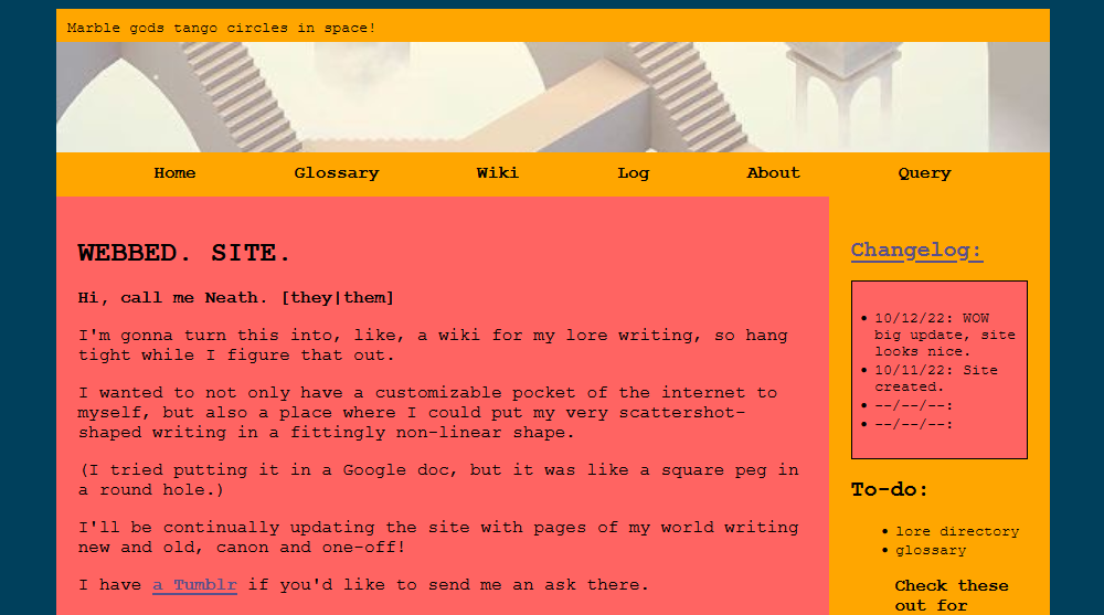 screenshot of site's second revision