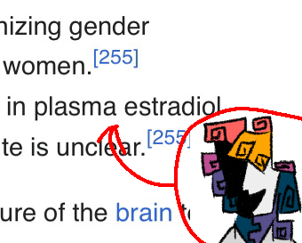 screenshot of wikipedia text reading quote plasma estradiol unquote, image representing neath points to it with a red arrow